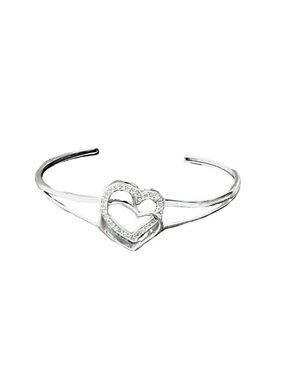 Diamond Heart Cuff Bracelet 1/4 CT/TW Sterling
